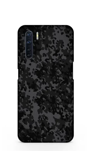 Black camouflage Oppo F15 Back Cover