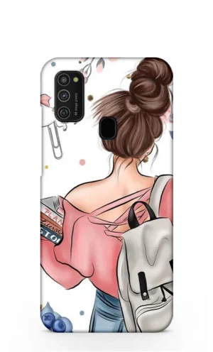 Girl with books Samsung Galaxy M21 (4G) Mobile Cover