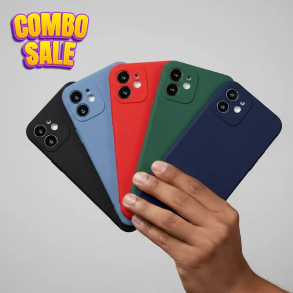 Combo Pack of 5 Soft Silicone Rubber Covers (RED, BLACK, PALE BLUE, GREEN, NEVYBLUE)
